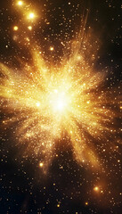 Wall Mural - abstract golden stars explosion with light effects -