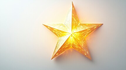 A soft glowing yellow star with subtle lighting effects, clean and minimal design. On white background.  