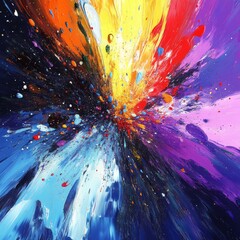Aufkleber - Colorful Abstract Explosion: A Vibrant Symphony of Painted Hues and Textures Blending in a Chaotic and Energetic Dance