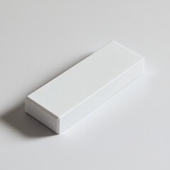 Poster - Minimalist White Rectangular Box on Clean White Surface, Simple Product Photography, Abstract, Modern Design.