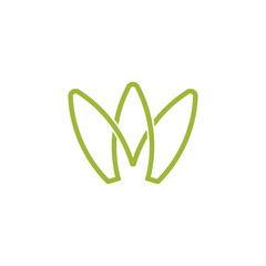 letter m three leaves lines simple geometric logo vector