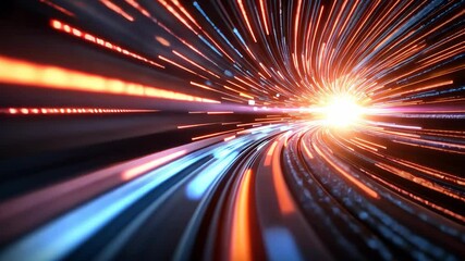 Wall Mural - high-speed digital data stream tunnel: a journey into the future of technology