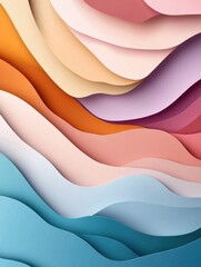 Fototapete - Stylish abstract background with layered geometric shapes in soft pastel tones and deep shadows for modern design aesthetics Generative AI