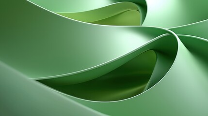 Wall Mural - minimalistic green abstract background with soft curved lines, seasonal freshness, and modern techno