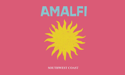 Wall Mural - Amalfi beach artwork. Amalfi sun graphic print design. Beach modern abstract art. Summer vibes artwork.