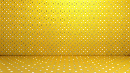 Leinwandbilder - Abstract Yellow Room with White Dotted Pattern Wall and Floor