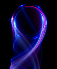 Wall Mural - swirl stage. neon glowing circles. light trails. glint bright spiral. motion ellipse..slow shutter l