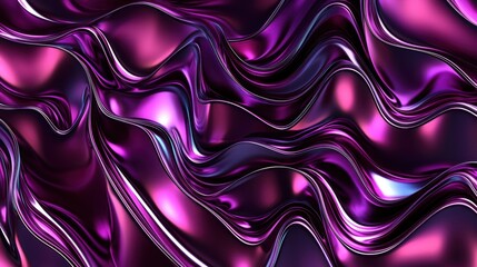 Wall Mural - shiny purple metallic waves forming a dynamic pattern, perfect for an elegant and futuristic look.