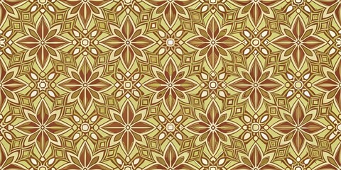 Aufkleber - Intricate Olive and Brown Floral Geometric Pattern Design