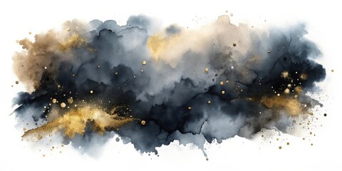Poster - Abstract Watercolor Wash with Gold Accents Elegant Design Element for Invitations and Branding