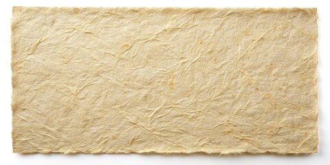 Poster - High-resolution image of a textured, beige handmade paper sheet with irregular edges