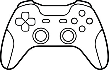 gaming controller outline coloring book page, video game controller line art vector