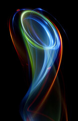 Wall Mural - swirl stage. neon glowing circles. light trails. glint bright spiral. motion ellipse..slow shutter l