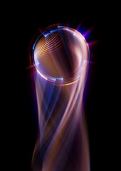 Wall Mural - swirl stage. neon glowing circles. light trails. glint bright spiral. motion ellipse..slow shutter l