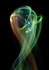 Wall Mural - swirl stage. neon glowing circles. light trails. glint bright spiral. motion ellipse..slow shutter l