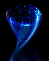 Wall Mural - swirl stage. neon glowing circles. light trails. glint bright spiral. motion ellipse..slow shutter l