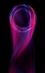 Wall Mural - swirl stage. neon glowing circles. light trails. glint bright spiral. motion ellipse..slow shutter l