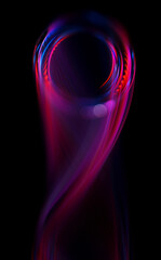 Wall Mural - swirl stage. neon glowing circles. light trails. glint bright spiral. motion ellipse..slow shutter l