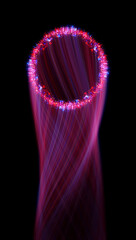 Wall Mural - swirl stage. neon glowing circles. light trails. glint bright spiral. motion ellipse..slow shutter l