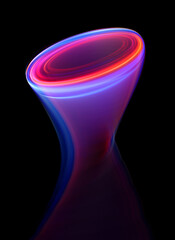 Wall Mural - swirl stage. neon glowing circles. light trails. glint bright spiral. motion ellipse..slow shutter l