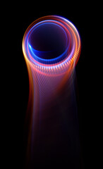 Wall Mural - swirl stage. neon glowing circles. light trails. glint bright spiral. motion ellipse..slow shutter l