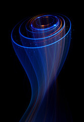 Wall Mural - swirl stage. neon glowing circles. light trails. glint bright spiral. motion ellipse..slow shutter l