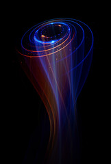 Wall Mural - swirl stage. neon glowing circles. light trails. glint bright spiral. motion ellipse..slow shutter l