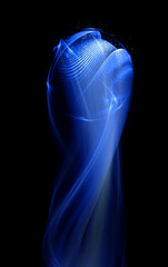 Wall Mural - swirl stage. neon glowing circles. light trails. glint bright spiral. motion ellipse..slow shutter l