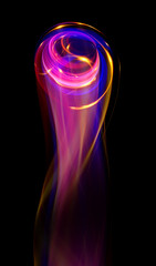 Wall Mural - swirl stage. neon glowing circles. light trails. glint bright spiral. motion ellipse..slow shutter l