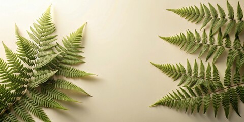Aufkleber - Elegant fern fronds arranged symmetrically on a pale background, creating a natural and serene design element.