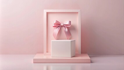 Poster - Elegant Pink Gift Presentation with a Square Display