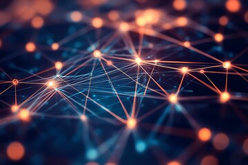 Poster - Abstract Network Connections glowing nodes and lines digital technology background