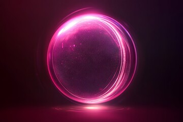 Poster - Abstract Pink Glowing Sphere Digital Art Futuristic Technology Background