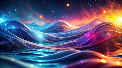Aufkleber - Abstract Luminescent Waves Flowing Across a Dark Surface