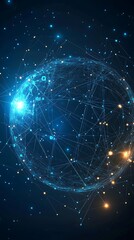 Fototapete - Global Network Connection Abstract Sphere Digital World Data Visualization