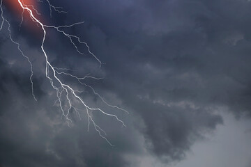 Wall Mural - lightning, thunder cloud dark cloudy sky