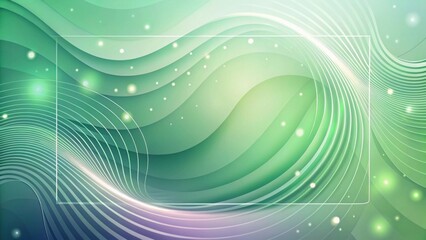 Wall Mural - abstract green wave background with subtle glowing elements and a translucent rectangular frame