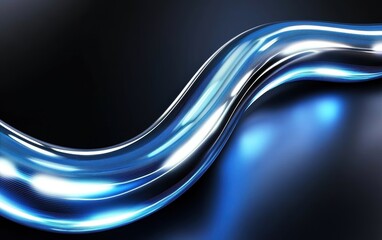 Wall Mural - a sleek, abstract design featuring a flowing blue line against a dark background, evoking a sense of