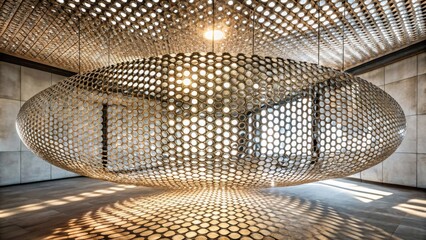 Poster - Suspended Elliptical Structure with Circular Perforations in Modern Interior