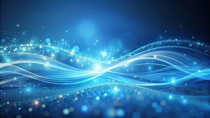 Wall Mural - abstract blue wave background with sparkling dust and glowing particles