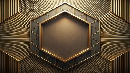 Leinwandbilder - Abstract Gold and Dark Gray Geometric Hexagon Pattern Background