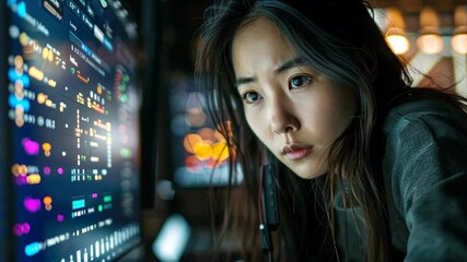 Focused Programmer:  A Woman Concentrates on Complex Code