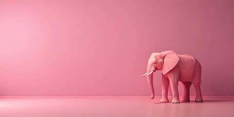 Poster - Pink Elephant in a Pink Room A Minimalist Modern Art Still Life