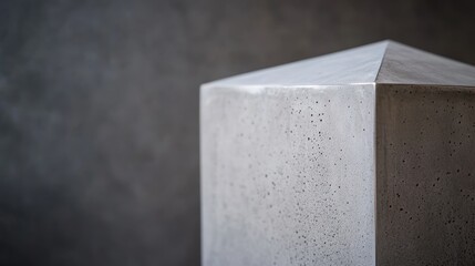 Poster - Close-up view of a polished silver geometric sculpture, capturing dynamic light patterns and creating sharp contrasts with a dark background