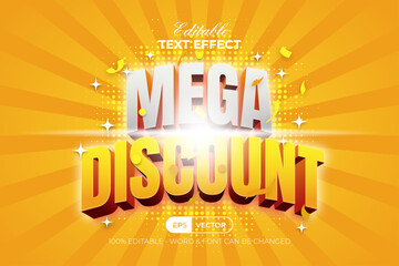 Wall Mural - mega discount 3d editable text effect style. sale promotion banner background.