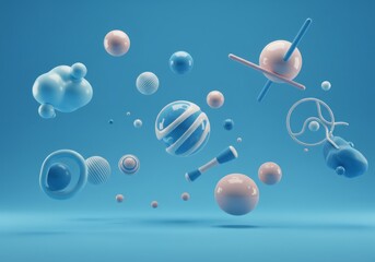 Wall Mural - floating pastel spheres 3d render abstract background