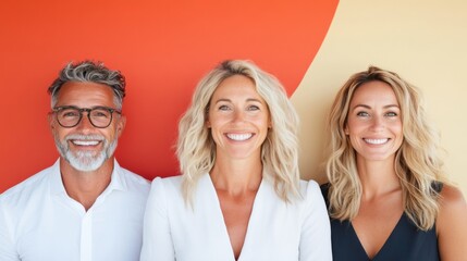 Aufkleber - Vibrant Workplace Diversity Empowering Multigenerational Professionals in Colorblock Design - Inclusive Corporate Branding and Modern Team Collaboration