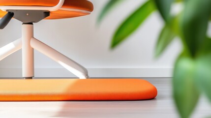 Fototapete - Vibrant Ergonomic Innovation Modern Workplace Wellness Design with Sleek Orange Minimalist Chair - Transformative Employee Comfort and Productivity Solution