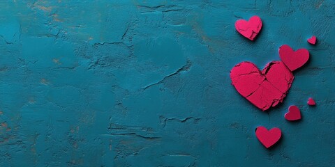 Poster - Deconstructed Love Minimalist Paper Heart Composition for Digital Storytelling - Emotional Authenticity in Social Media Content Creation