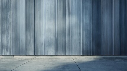 Leinwandbilder - Urban Industrial Minimalist Background Clean Modern Architectural Texture with Cool Gray Metal Wall and Concrete Floor - Design Mockup for Tech and Commercial Spaces